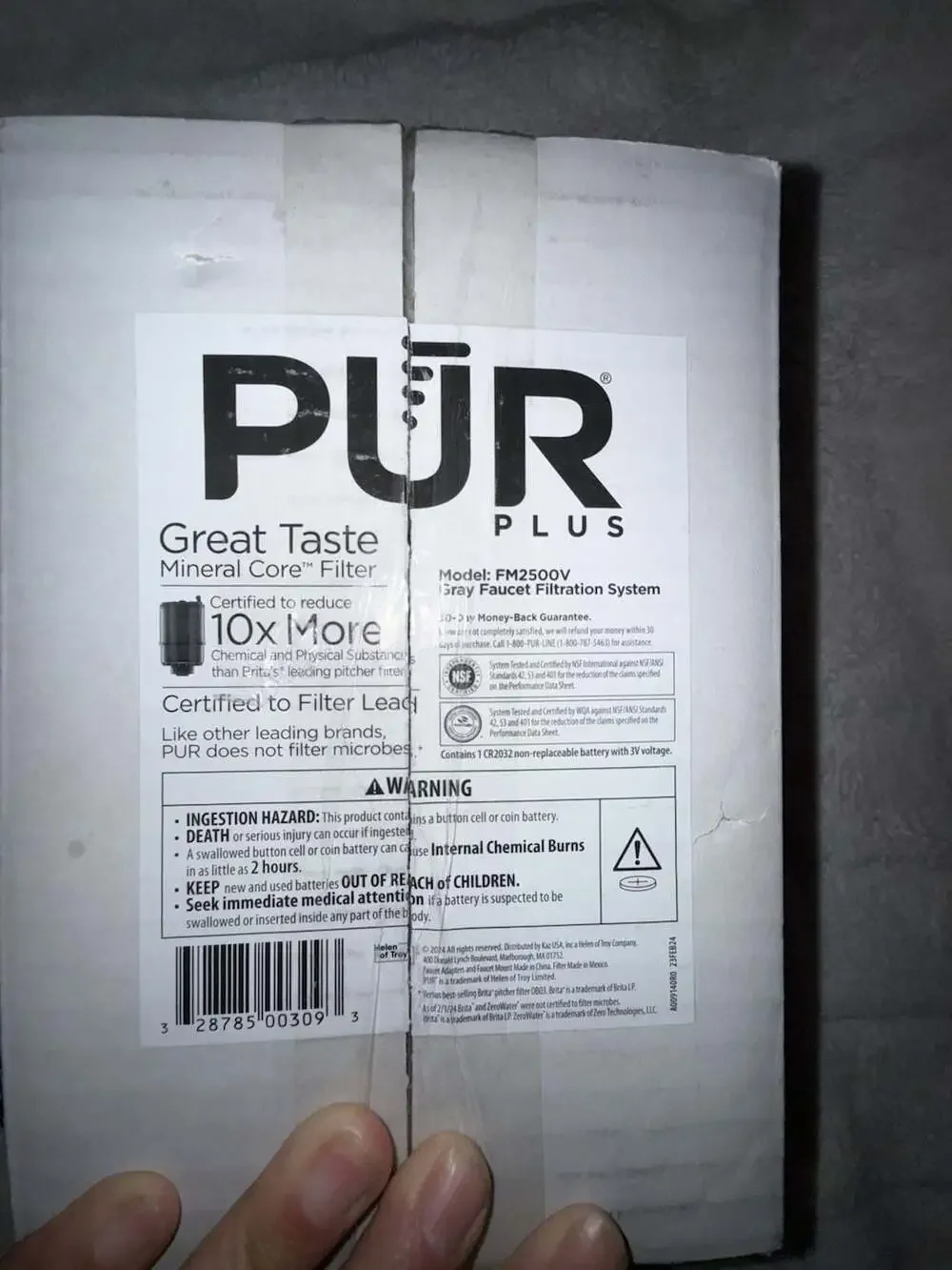 PUR PLUS Vertical Faucet Mount Water Filtration System Model FM2500V Gray